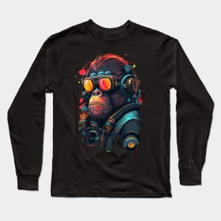 Anime Cyber Ape (Sci-Fi Ape Vintage Retro Future Design Cyberpunk Space Ape) Long Sleeve T-Shirt